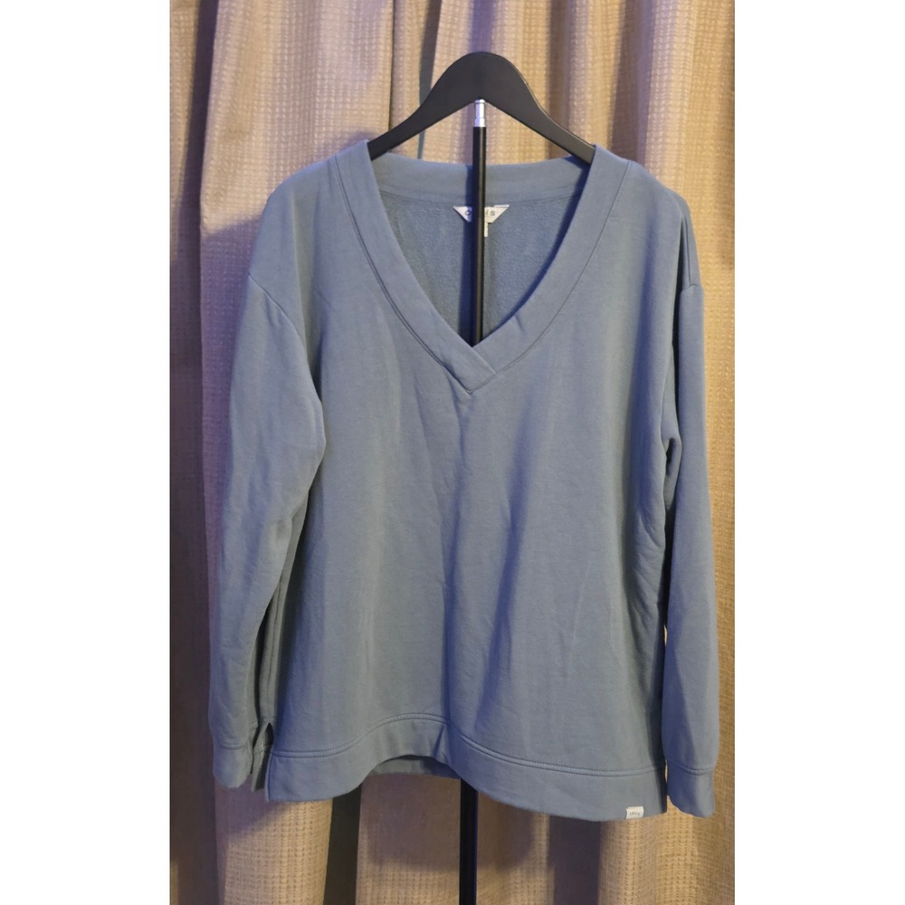 Orvis Longā Sleeve V-Neck Sweatshirt Women's Size Large Gray Blue